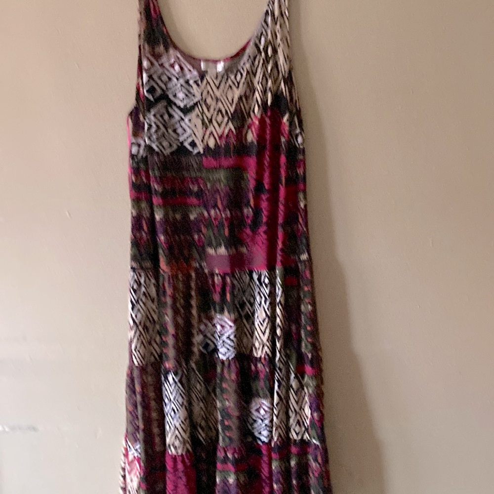 Long printed ruffle dress